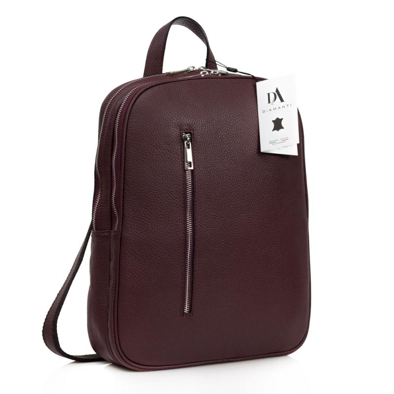 Rucsac laptop 14 inch din piele naturala DiAmanti Rovereto Bordo Inchis